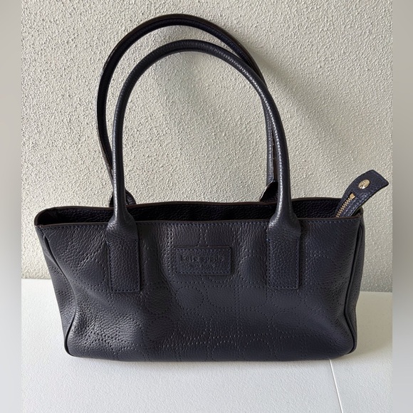 Kate Spade Perforated Navy Blue Leather Rectangle Green Lining Teacher Office - Picture 1 of 15